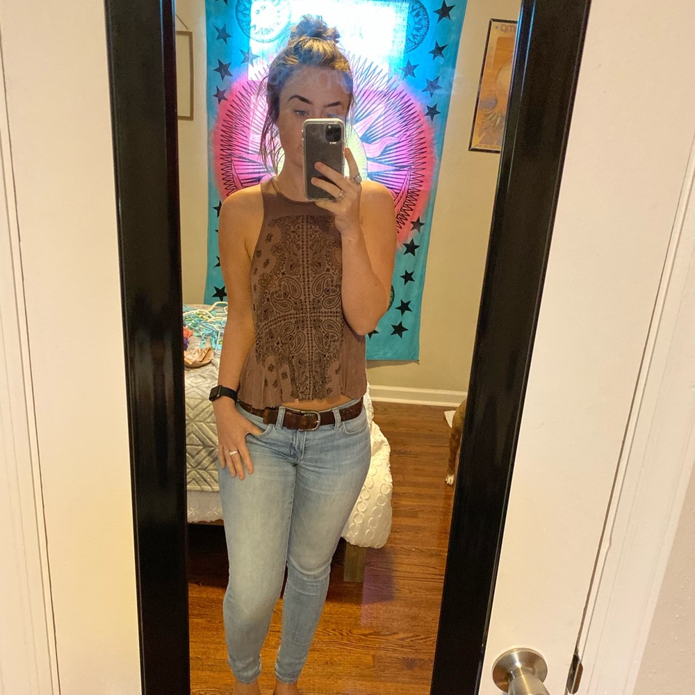 paisley patterned tank-top